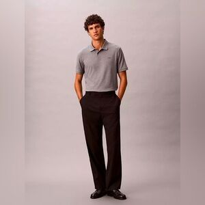 Calvin Klein liquid touch cotton,gray&white stripe cooling performance poloSZ-XL